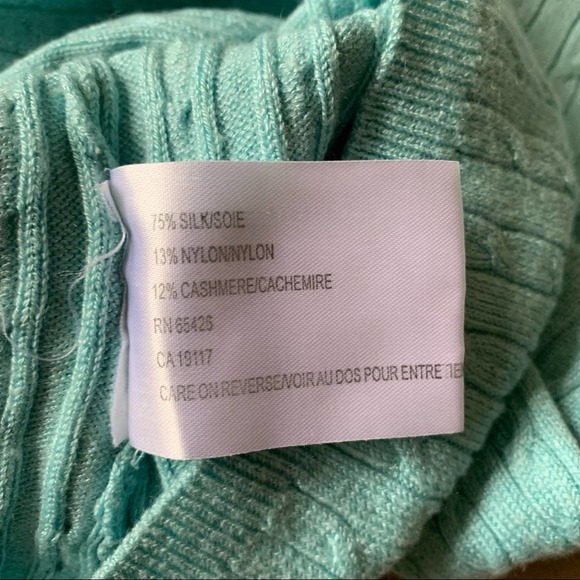 David Brooks Blue Silk Cashmere Mini Cable Knit Sweater Small - Picture 6 of 6